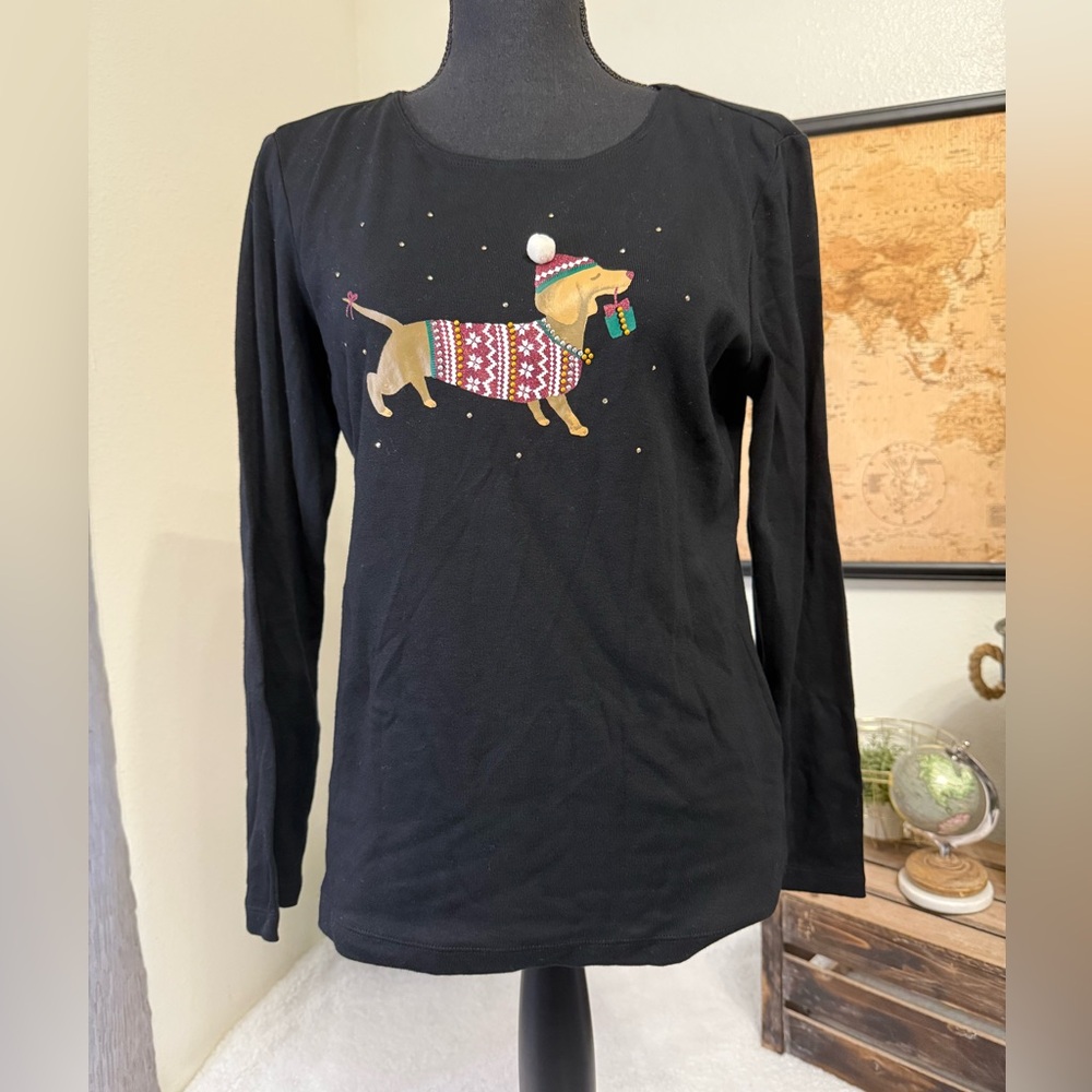 Karen Scott black tee with dog